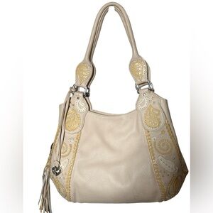 Brighton Melania Handbag Purse Cream with Yellow Appliqués